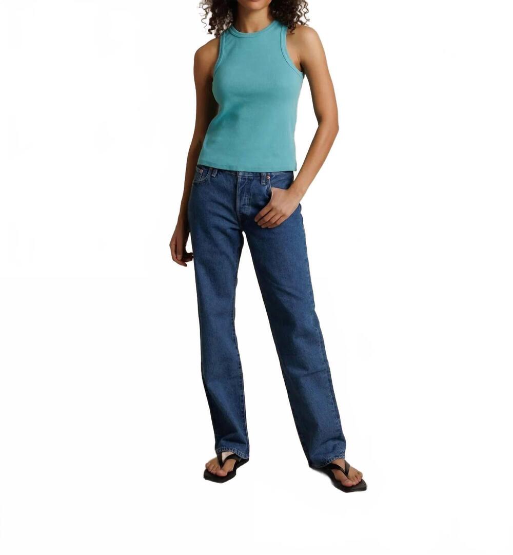 NEW PERFECTWHITETEE daphne ribbed tank top in teal blue